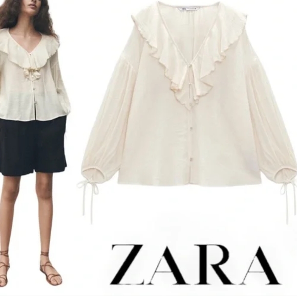 ZARA LIMITED EDITION RUFFLED ROMANTIC BLOUSE - Picture 8 of 8